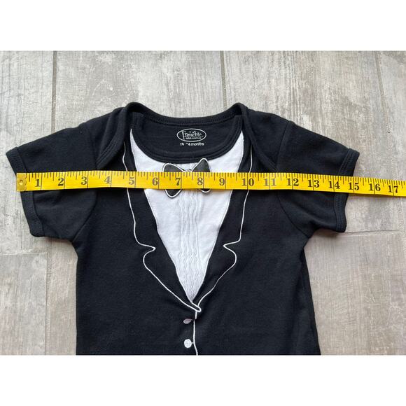 Frenchie Mini Couture Baby Boys Black Tuxedo 3D Bowtie One Piece Outfit 18-24m - Picture 5 of 7